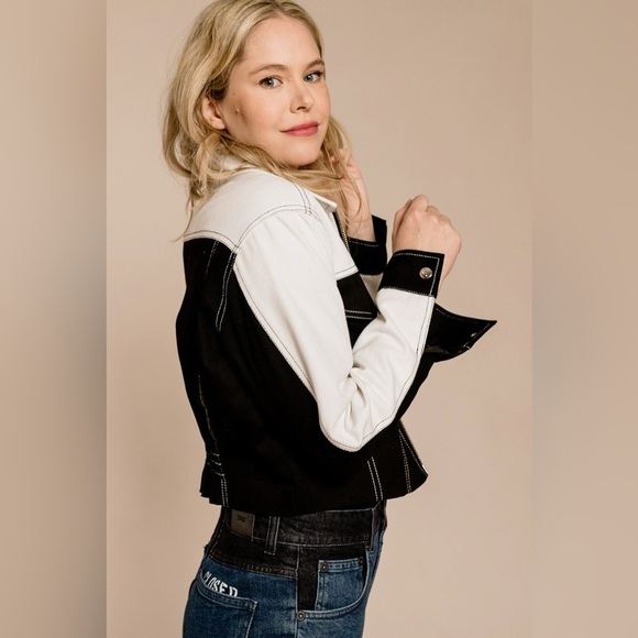 Veda Golde Denim Jacket White/Black Small - Picture 5 of 7